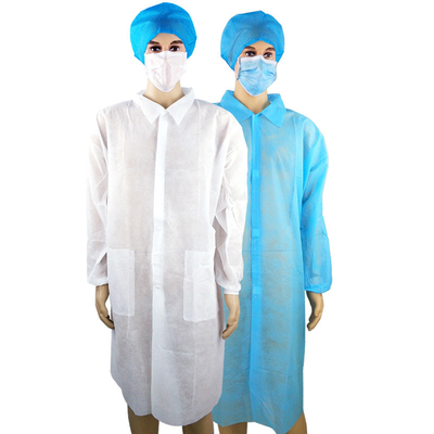 하얀 푸른 SM 버릴 수 있는 실험실 가운 Ｍ / Ｌ / XL OEM
